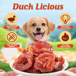 Load image into Gallery viewer, DENTALIGHT - Duck Licious Premium Jerky Dog Training Treats, Ring of Duck, Real Meat, Quality Protein, Calcium Rich, 70g