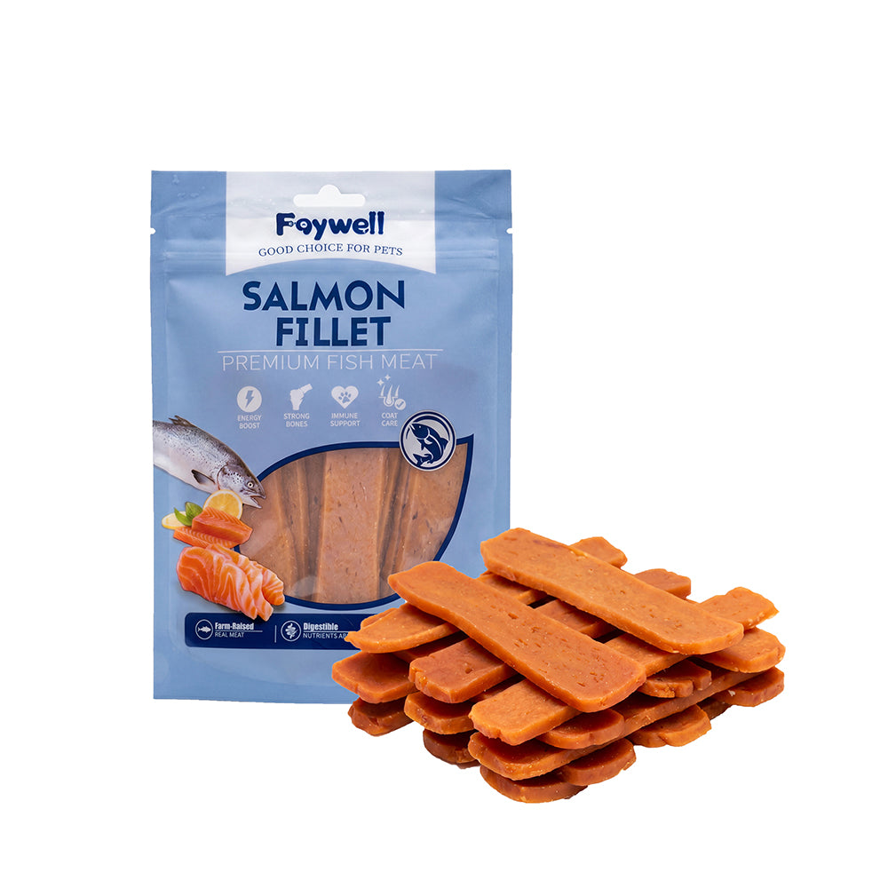Faywell - Salmon Jerky Dog Training Treats, Fillet of Salmon, Omega-3, Quality Protein, Low in Fat, 4.23OZ(120g)