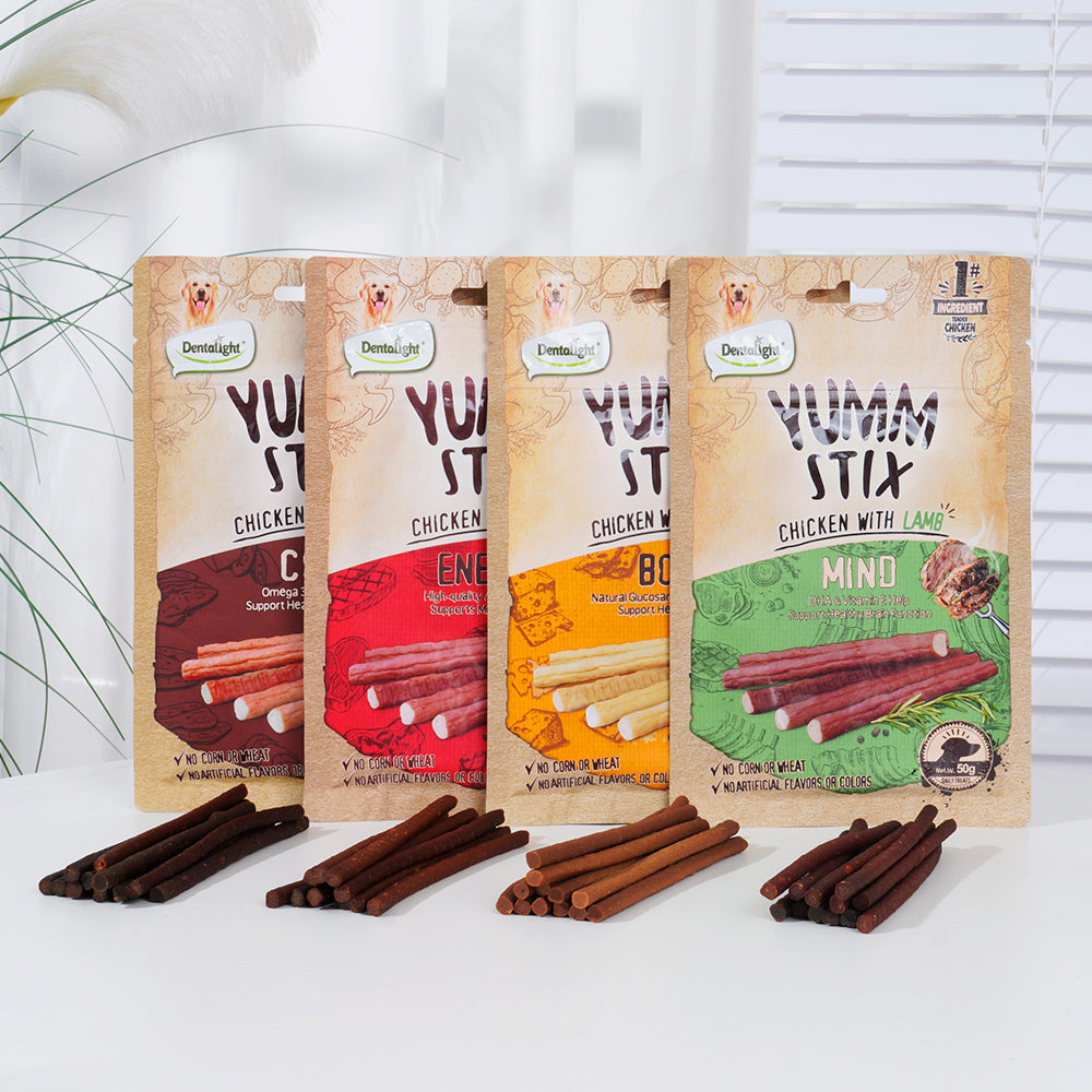 DENTALIGHT - Yumm Stick Dog Treats, Real Meat, Protein, DHA & Vit E, Omega 3-6, Glucosamine & Chondroitin, 50g