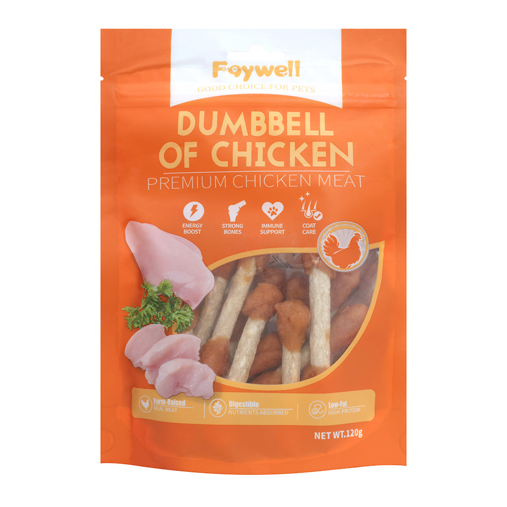 Faywell - Chicken Jerky Dog Training Treats, Dumbbell of Chicken, Real Meat, High Protein, Weight Friendly, 4oz