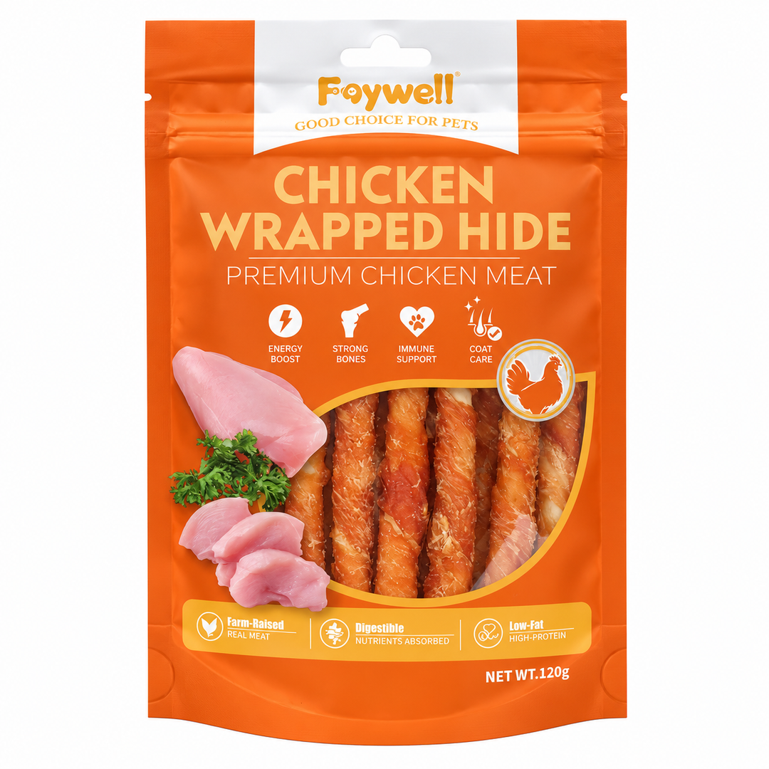Faywell - Chicken Jerky Dog Trainiing Treats, Chicken Wrapped Hide, RawHide Layer, Real Meat, Lasting Chew, 4.23OZ(120g)