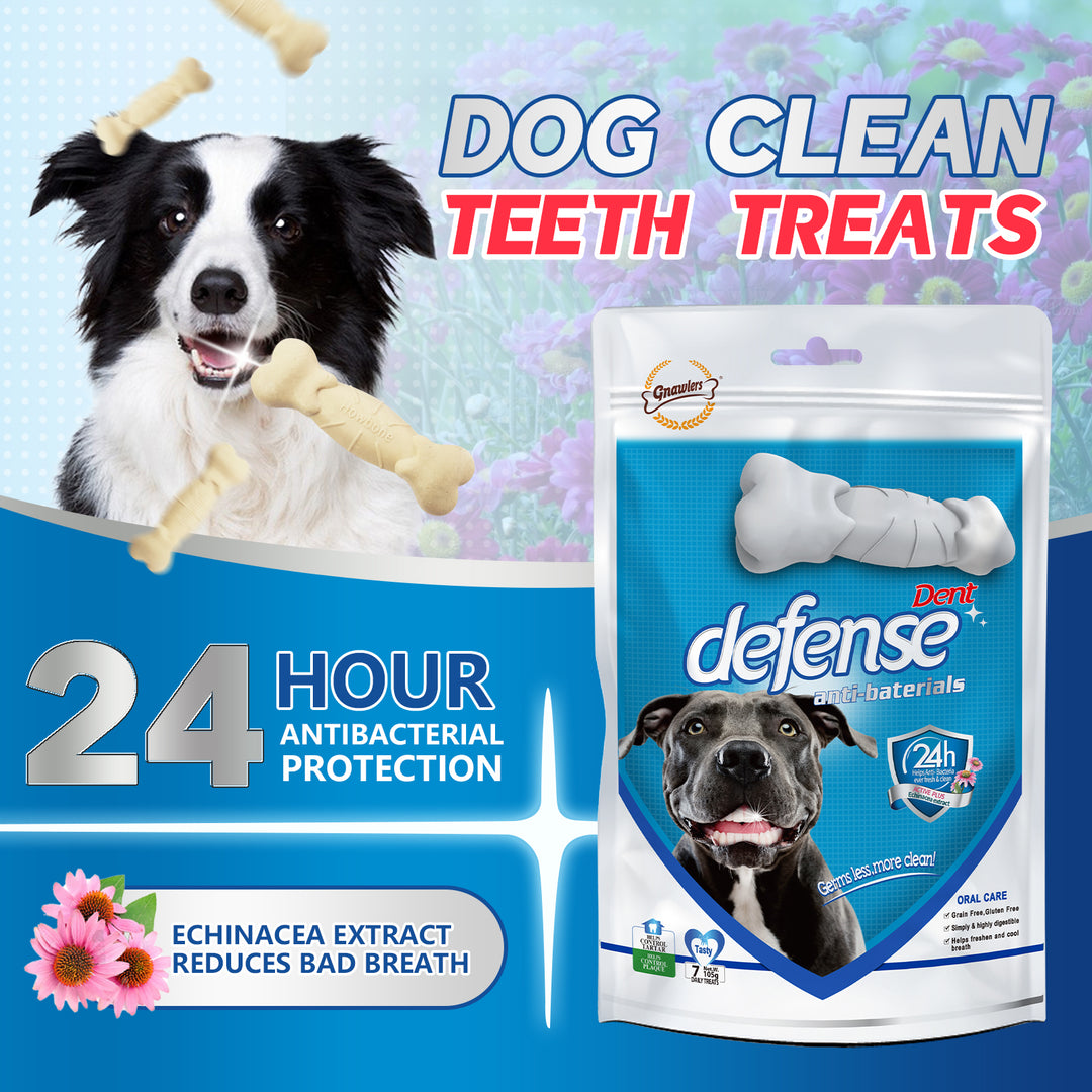 GNAWLERS - Dent Defense Dog Dental Treats with Echinacea, Fresh Breath 24H, 7Pcs/Pack