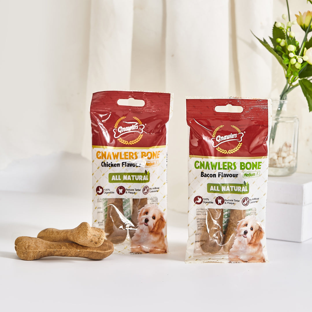 GNAWLERS - Gnawlers Bone, Dog Treat Teething Stick, High Protein, 100% Digestible, Long Lasting 4.5", 2pcs/pack