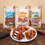 Load image into Gallery viewer, Dentalight - Jerky Dog Training Treats, Chicken/Duck/Salmon, Real Meat, Omega-3 &amp; Fish Oil, High Protein, Immune Support, 7.41 oz(210g), Pack of 3 (3 Flavors) DL-18-20