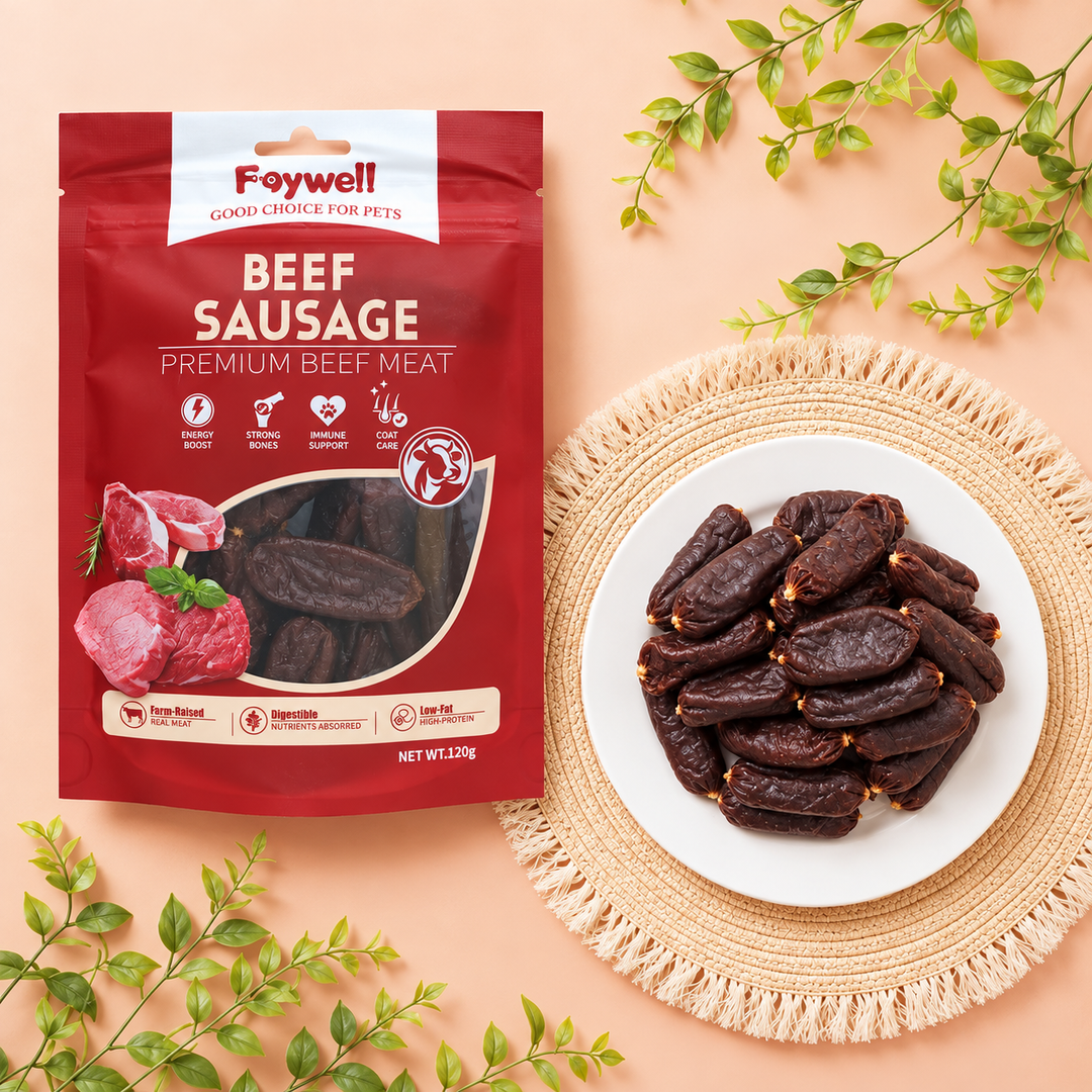 Faywell - Beefy Jerky Dog Training Treats, Sausage of Beef, Collagen and High Protein, Grain Free, 4.23OZ(120g)