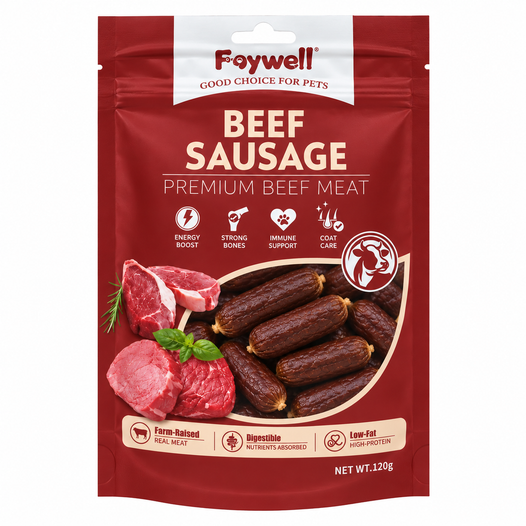 Faywell - Beefy Jerky Dog Training Treats, Sausage of Beef, Collagen and High Protein, Grain Free, 4.23OZ(120g)