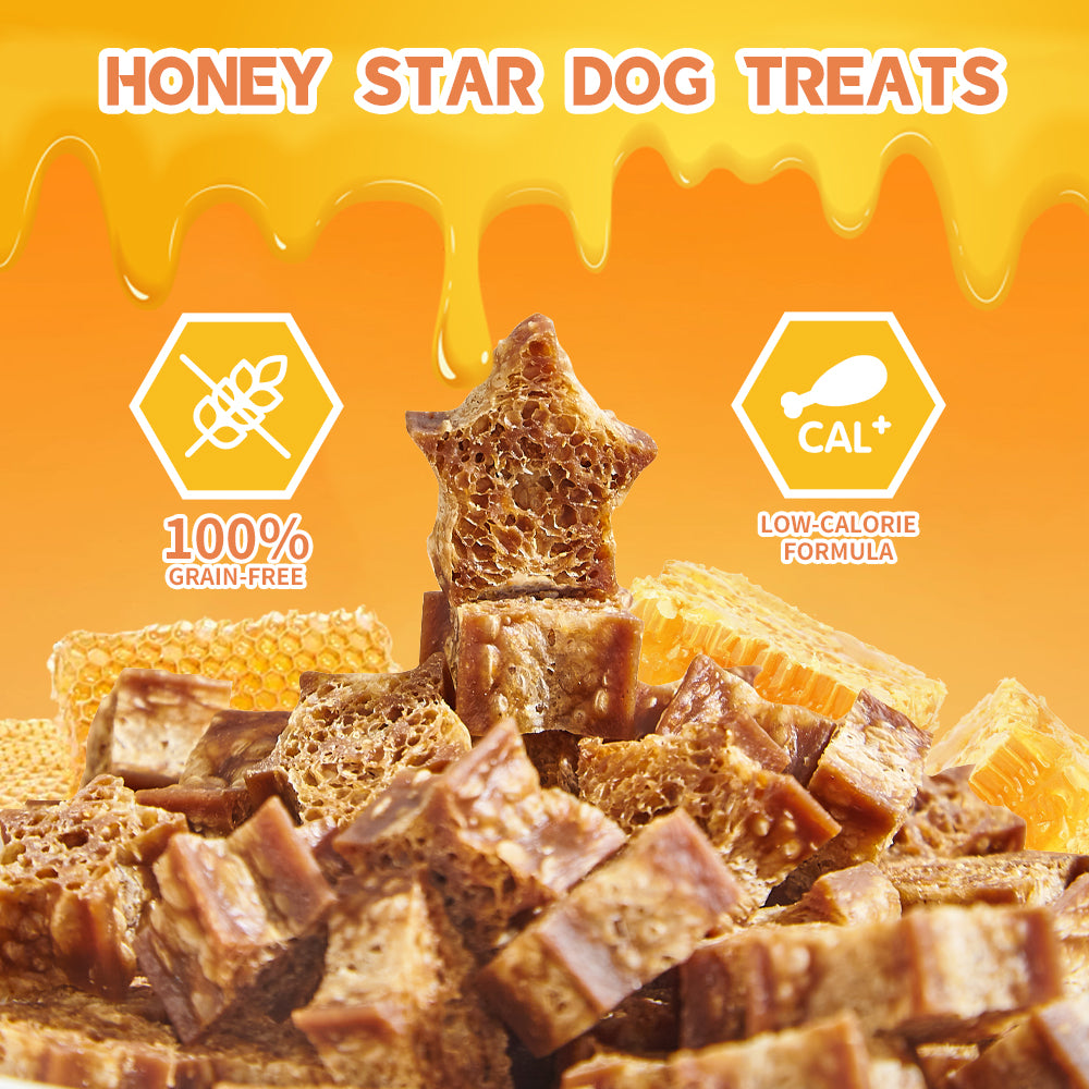 FAYWELL - Honey Star Soft Dog Daily Chews, Rich in Calcium & Fiber, Low-Calorie, for Senior Dogs, 12oz/3oz