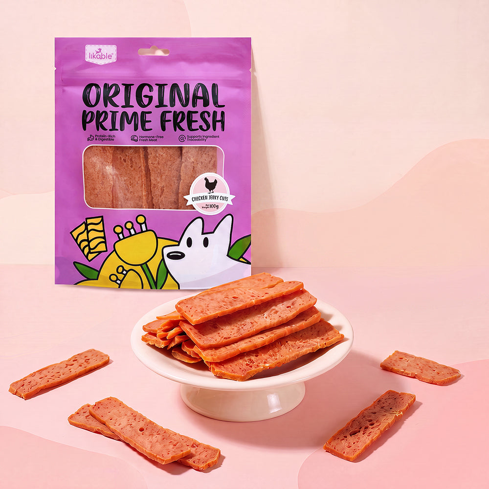 LB-06 Likable Chicken Jerky Cuts, High Protein Chewy Dog Treats, Savory Chicken Training & Reward Snacks for Dogs, 100g