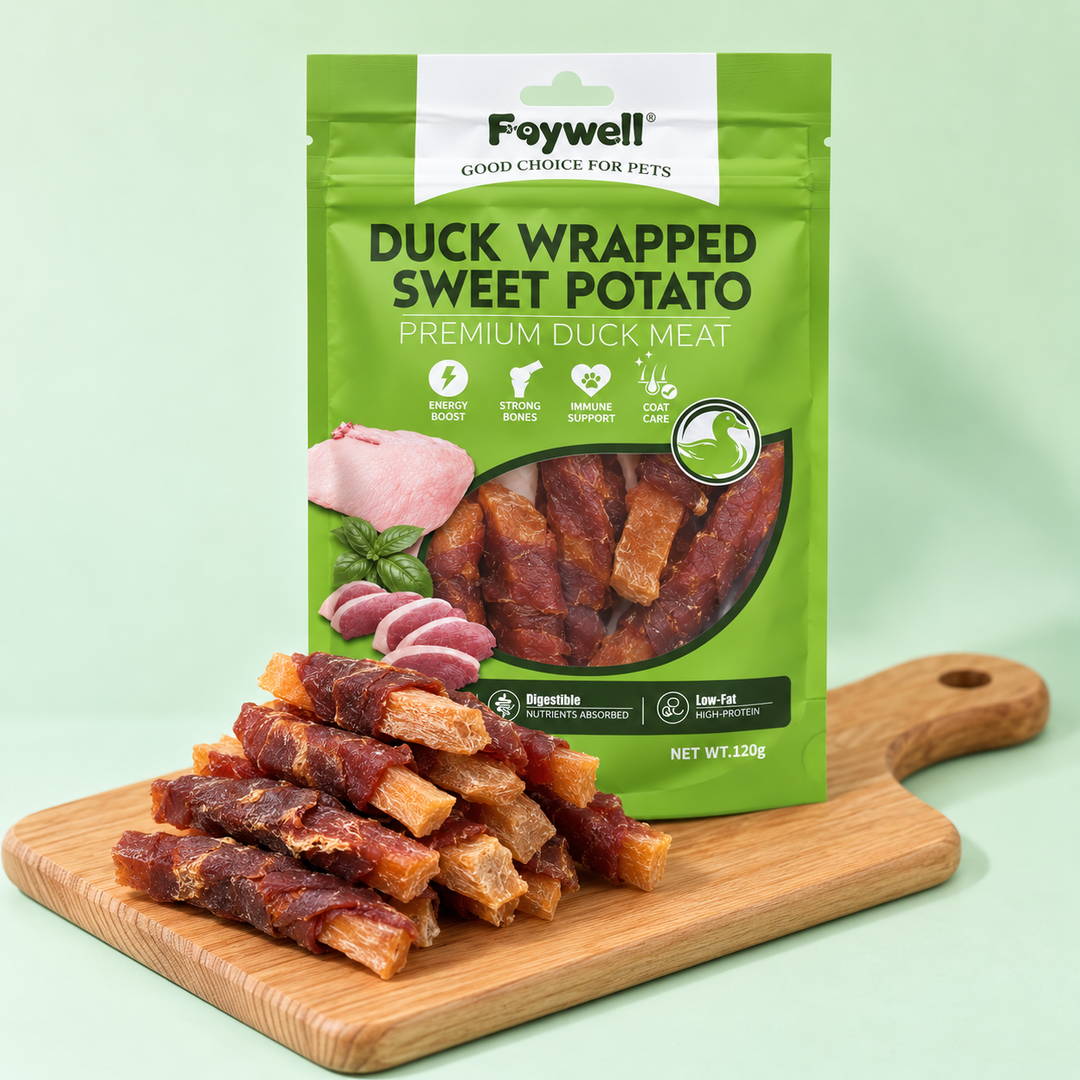 Faywell - Duck Jerky Dog Training Treats, Duck Wrapped Steet Potato, Real Meat, Dietary Fiber, Grain Free 4.23OZ(120g)