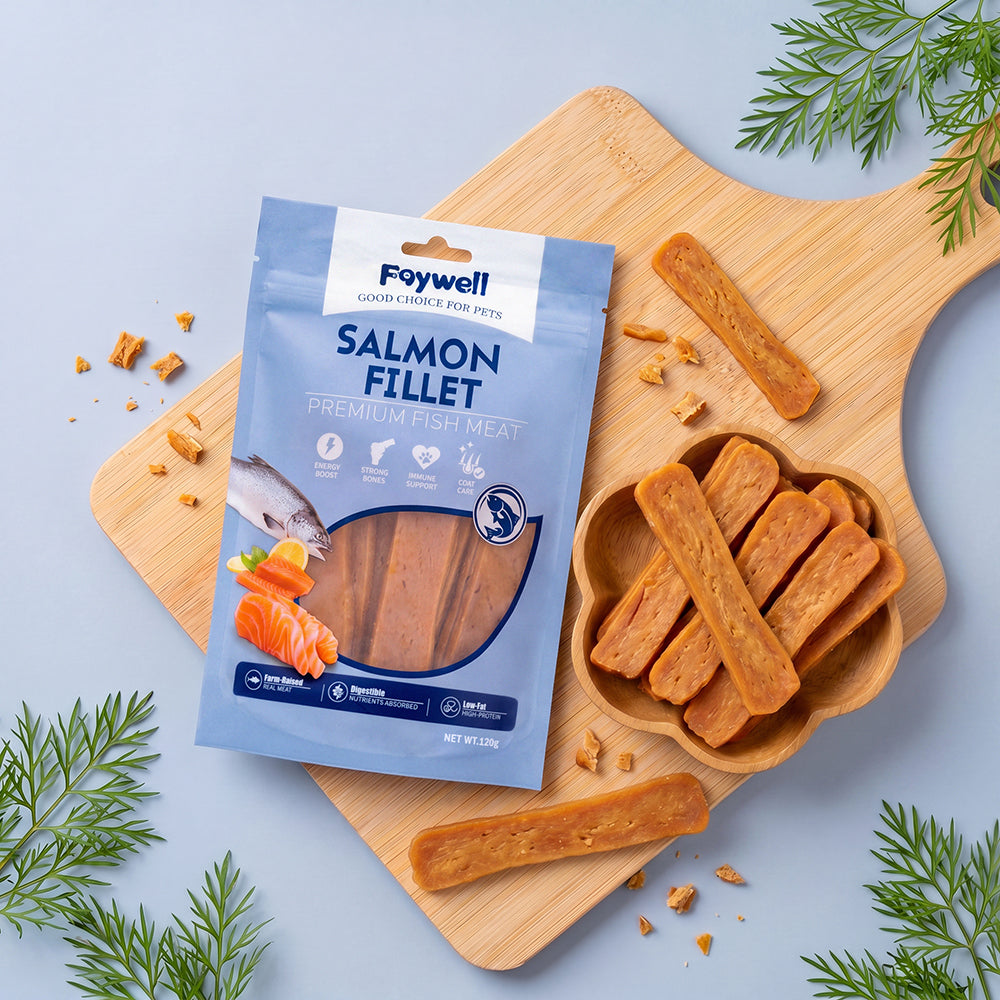 Faywell - Salmon Jerky Dog Training Treats, Fillet of Salmon, Omega-3, Quality Protein, Low in Fat, 4.23OZ(120g)