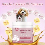 Load image into Gallery viewer, FAYWELL - Skin &amp; Coat Chews Supplement for Dogs &amp; Cats, Omega &amp; Salmon Oil Support Skin Health &amp; Shiny Fur, 120ct/300g
