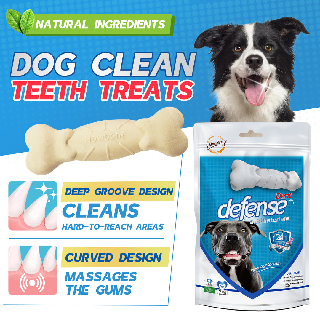 GNAWLERS - Dent Defense Dog Dental Treats with Echinacea, Fresh Breath 24H, 7Pcs/Pack
