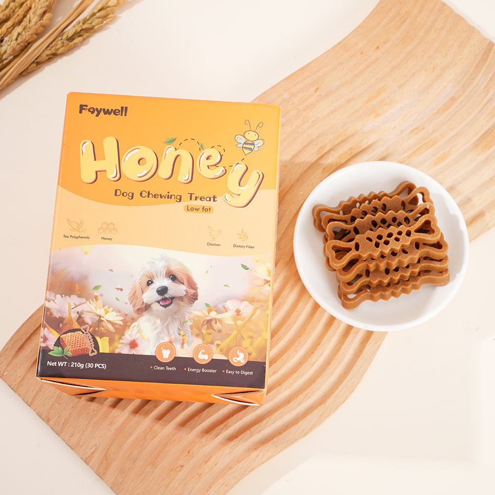 FAYWELL - Honey Dog Chewing Treat with Tea Polyphenols and Dietary Fiber, Low-Fat and High-quality Protein 30Pcs/5Pc