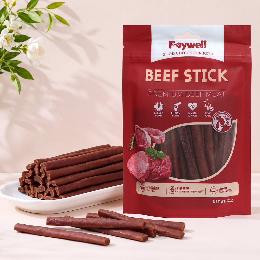 Faywell - Beefy Jerky Dog Training Treats, Beef Stick, Real Meat, High Protein, Calcium Rich, 4 oz