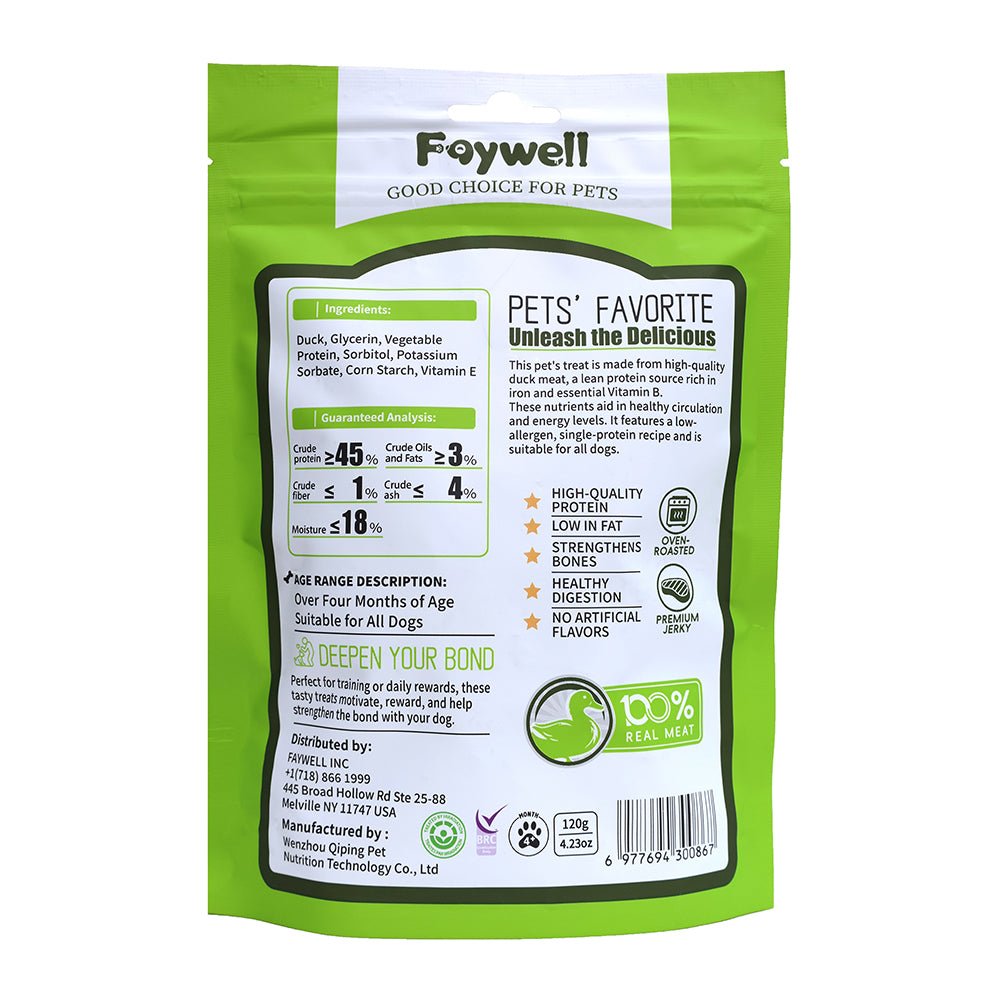 Faywell - Duck Jerky Dog Training Treats, Ring of Duck, Real Meat, Quality Protein, Calcium Rich, 4 oz