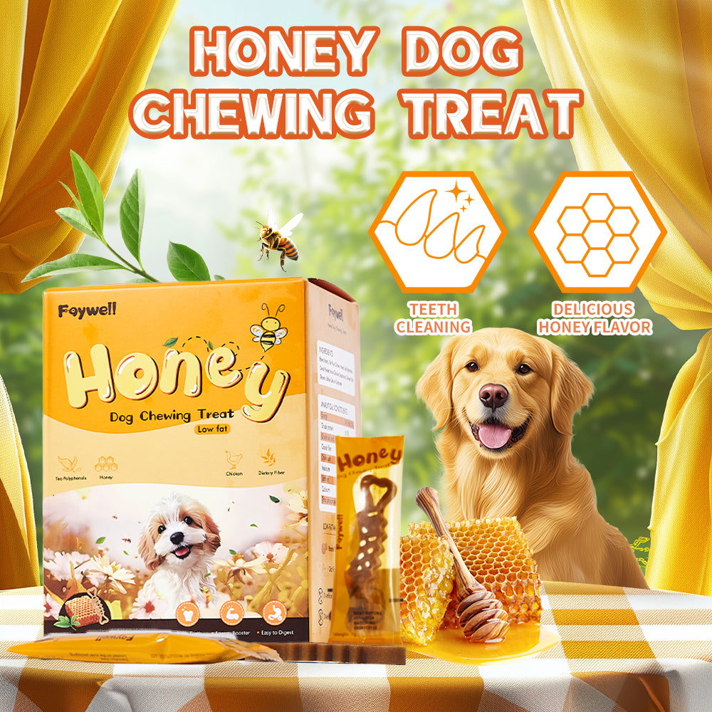 FAYWELL - Honey Dog Chewing Treat with Tea Polyphenols and Dietary Fiber, Low-Fat and High-quality Protein 30Pcs/5Pc