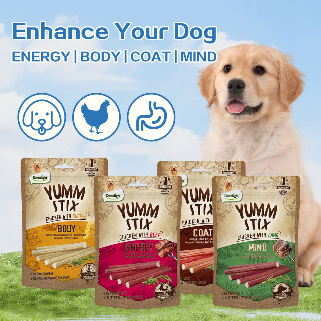 DENTALIGHT - Yumm Stick Dog Treats, Real Meat, Protein, DHA & Vit E, Omega 3-6, Glucosamine & Chondroitin, 50g