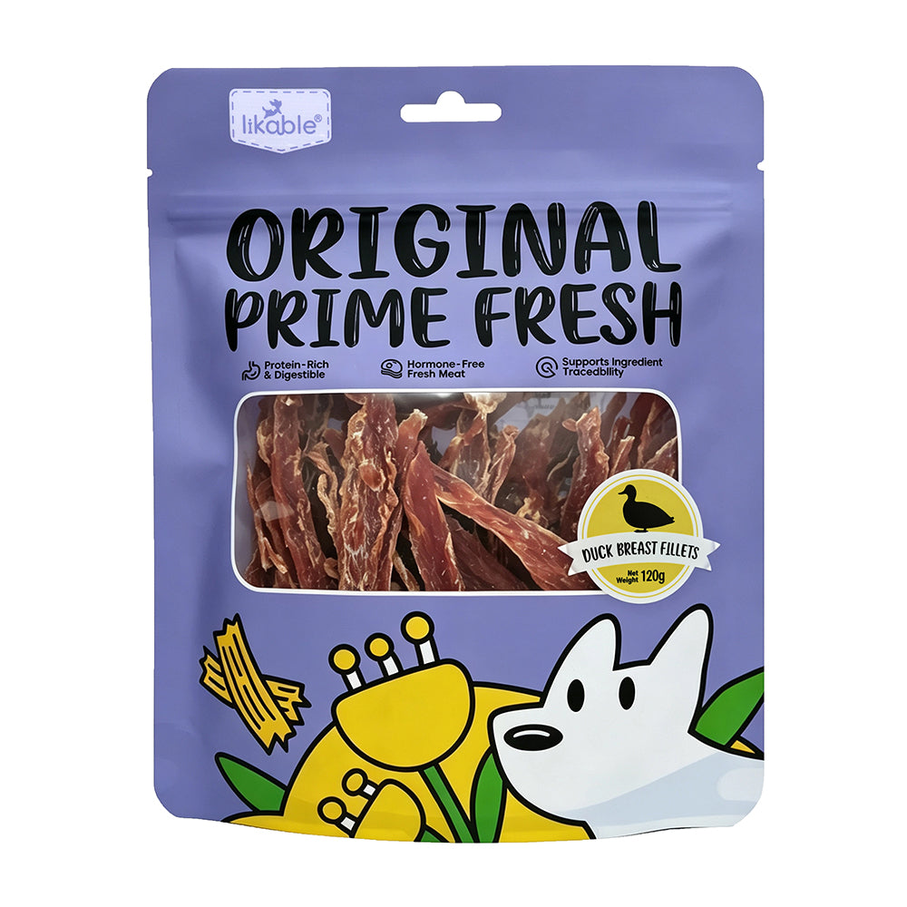 LB-005 Likable Duck Breast Fillets, 100% Duck Dog Treats, High Protein & Low Fat, Natural Jerky Treats for Dogs, 120g