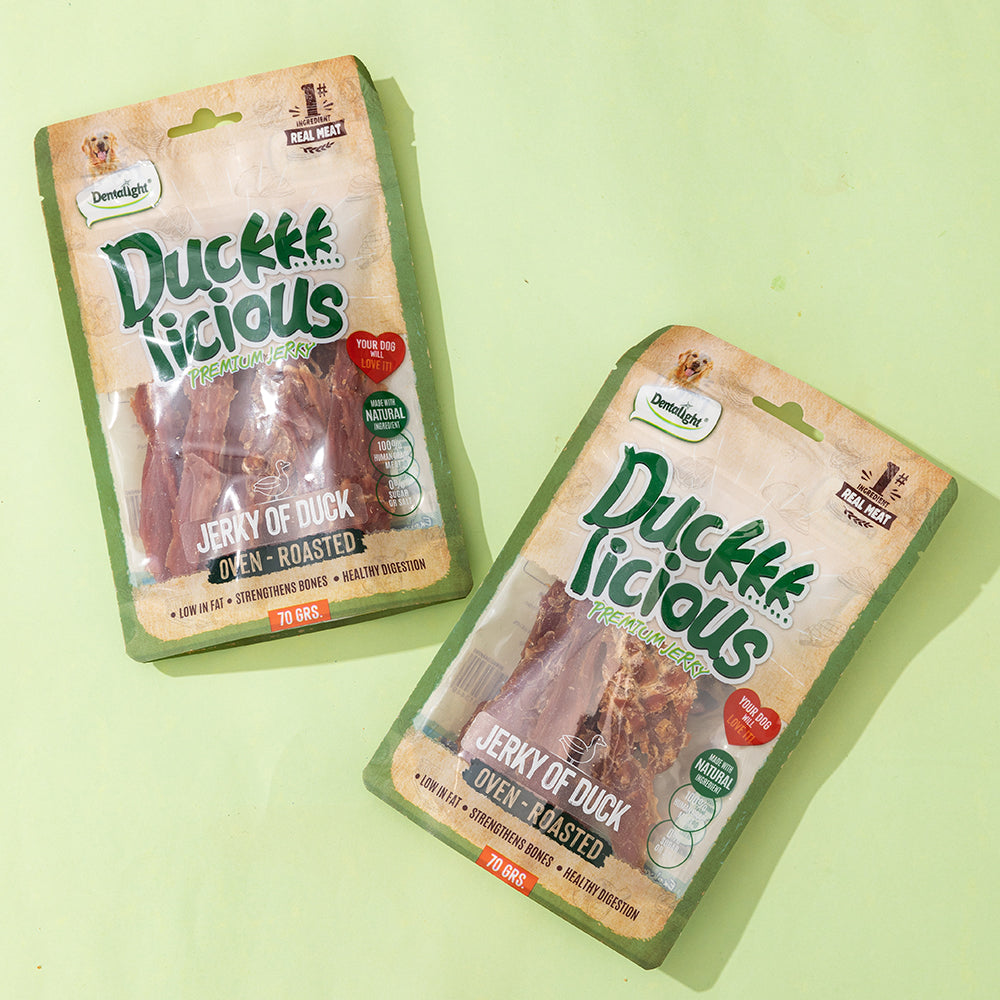 DENTALIGHT - Duckkk Licious Premium Jerky Dog Training Treats, Jerky of Duck, Calcium Rich, Low in Fat, High Protein, 70g
