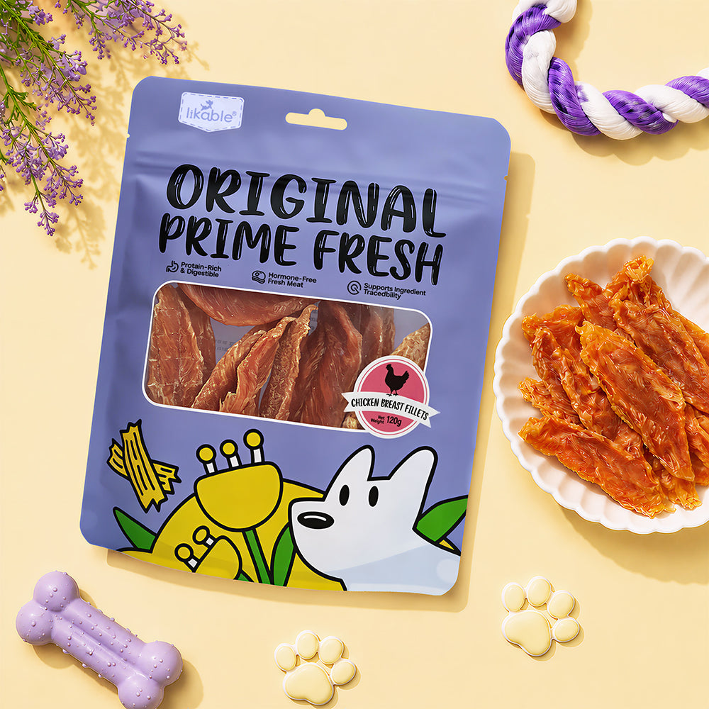 LB-04 Likable Chicken Breast Fillets, 100% Chicken Dog Treats, High Protein & Low Fat, Natural Jerky Treats for Dogs, 120g