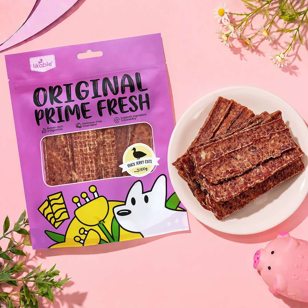 LB-07 Likable Duck Jerky Cuts, High Protein Chewy Dog Treats, Savory Duck Training & Reward Snacks for Dogs, 100g
