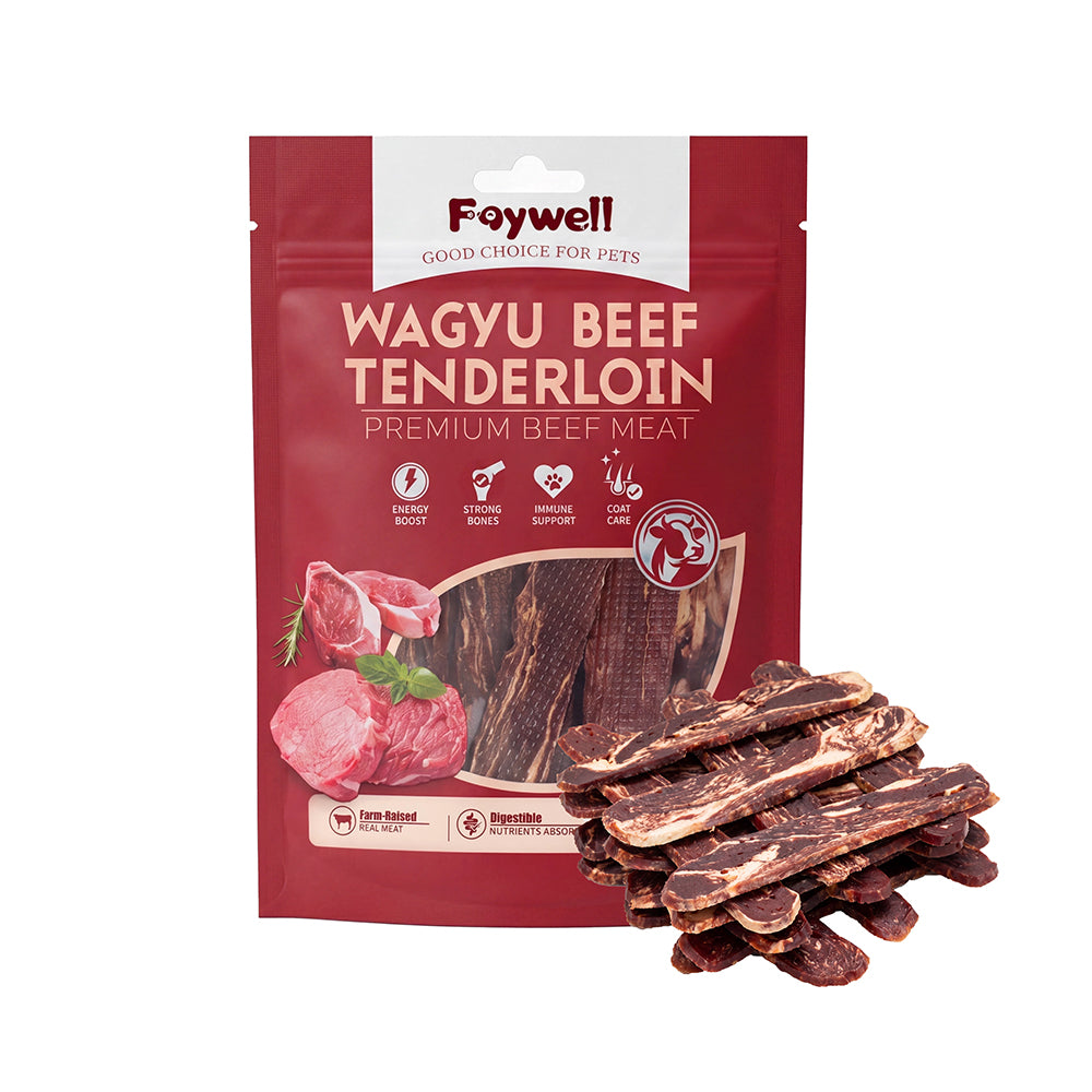 Faywell - Beefy Jerky Dog Training Treats, Fillet of Wagyu Beef, Real Meat, High Protein, Calcium Rich, 4.23OZ(120g)