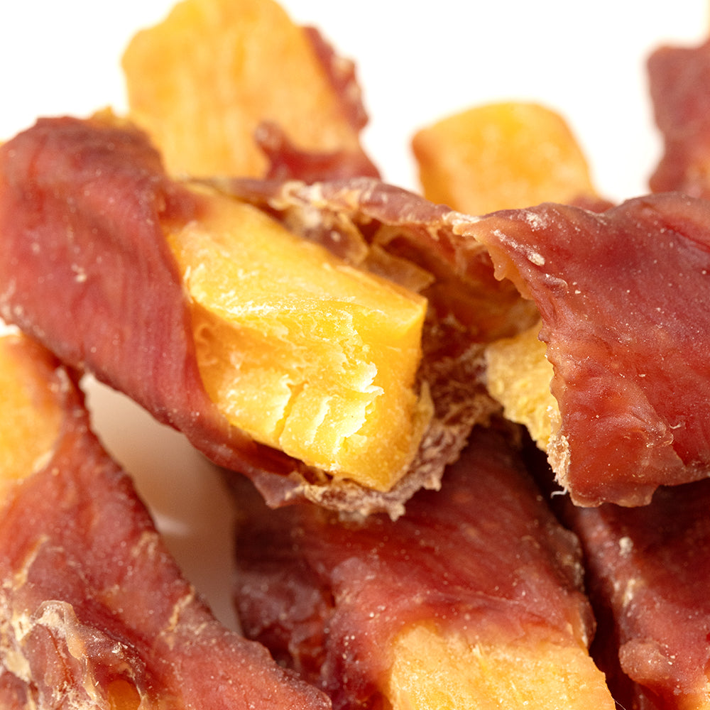 DENTALIGHT- Duckkk Licious Premium Jerky Dog Training Treats, Duck Wrapped Steet Potato, Real Meat, Grain Free, 70g