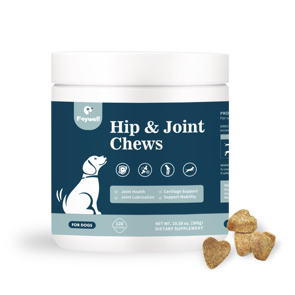FAYWELL - Hip & Joint Chews Supplement for Dogs, Glucosamine and Chondroitin for Joints Health and Muscle Recovery, 120ct/300g