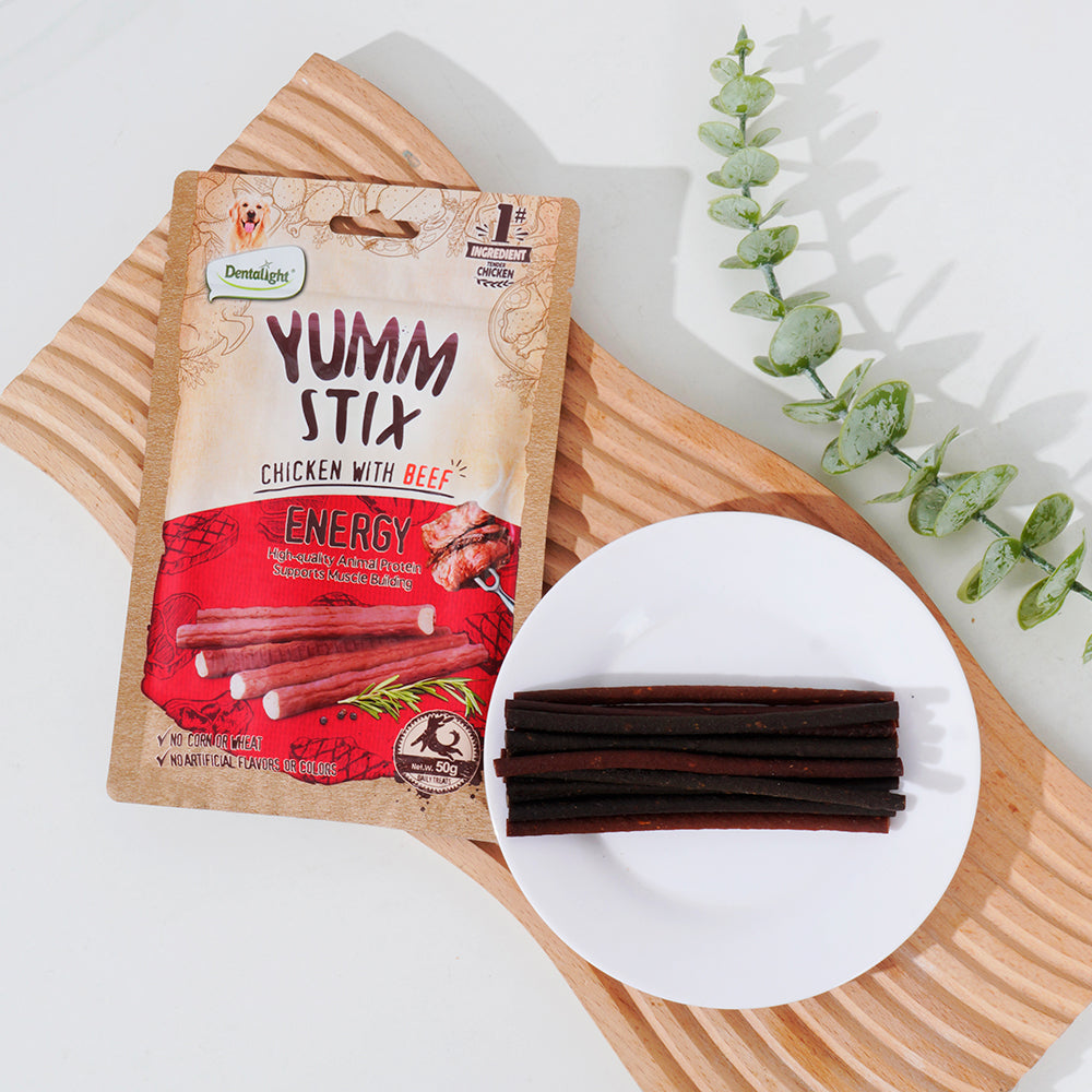 DENTALIGHT - Yumm Stick Dog Treats, Real Meat, Protein, DHA & Vit E, Omega 3-6, Glucosamine & Chondroitin, 50g