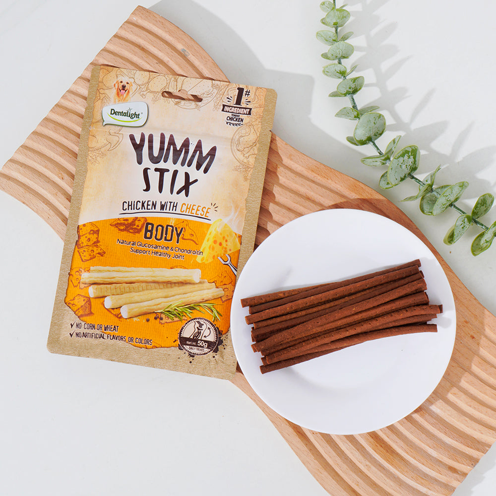 DENTALIGHT - Yumm Stick Dog Treats, Real Meat, Protein, DHA & Vit E, Omega 3-6, Glucosamine & Chondroitin, 50g