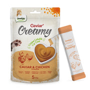 DENTALIGHT - Caviar Chicken Creamy, Handheld Lickable Wet Cat Treat, Prebiotics and Fish Oil Added, Grain Free, 5pcs, 50g