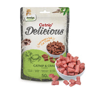 DENTALIGHT - Catnip Delicious, Soft Cat Chew Treat, Real Meat and Seafood, Fish Oil and Taurine Added, Prebiotics Enriched, 50g