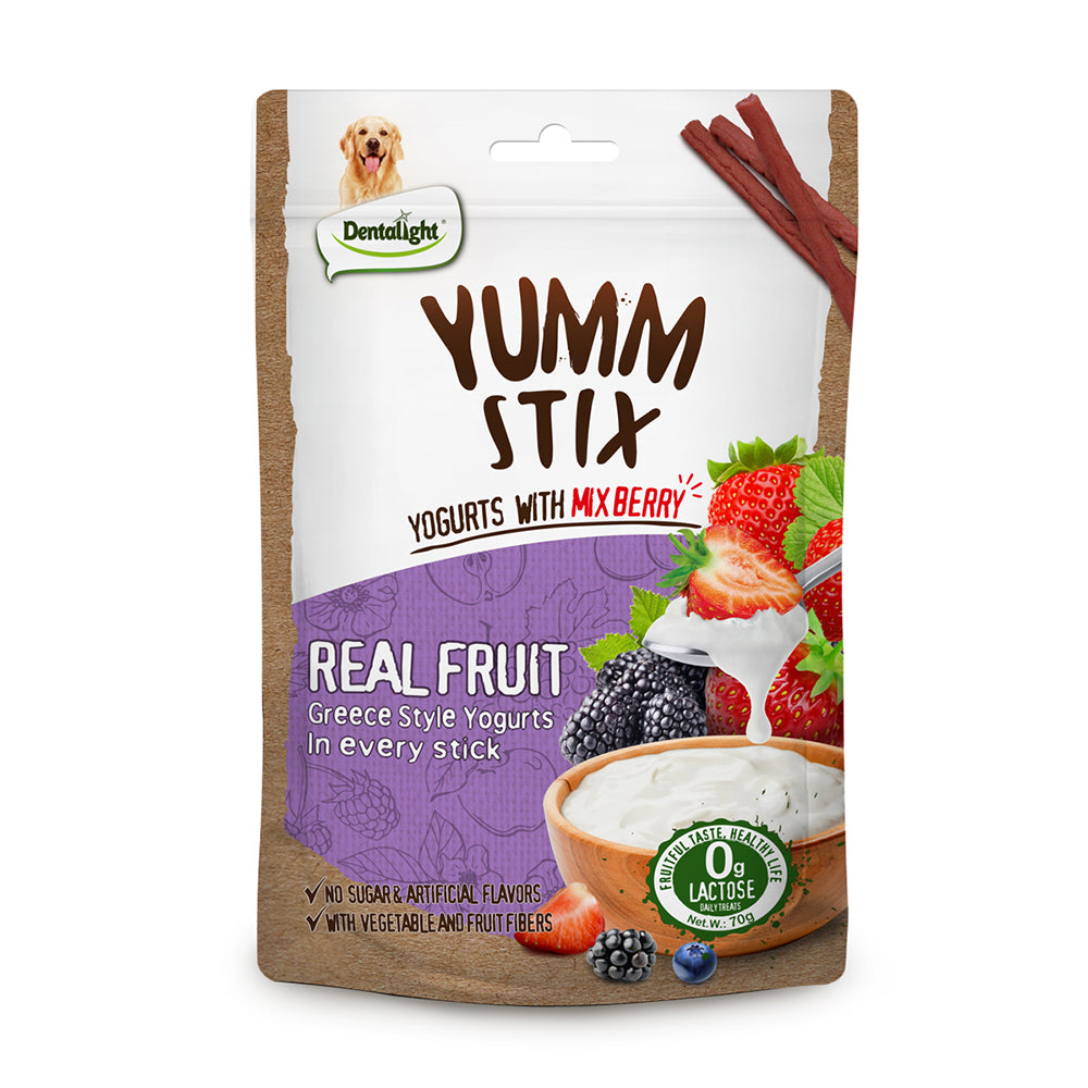 DENTALIGHT - Yumm Stix Yogurts Dog Treats,  Real Tuna and Fruit, Rich in Probiotics, No Sugar & Artificial Flavors, 70g