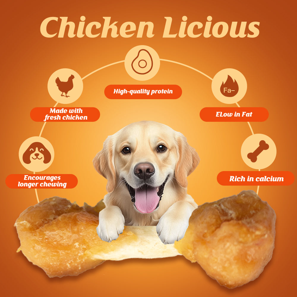 DENTALIGHT - Chicken Licious Premium Jerky Dog Training Treats, Dumbell of Chicken, Real Meat, High Protein, Weight Friendly, 70g