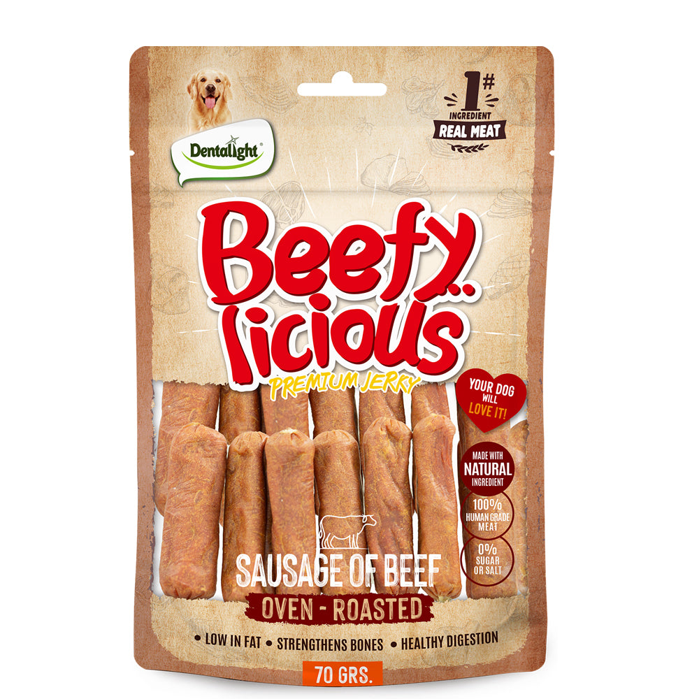 Dentalight - Jerky Dog Training Treats, Chicken/Duck/Beef, RawHide Layer, Real Meat, Dietary Fiber, Immune Support,  7.41 oz(210g), Pack of 3 (3 Flavors) DL-25-27