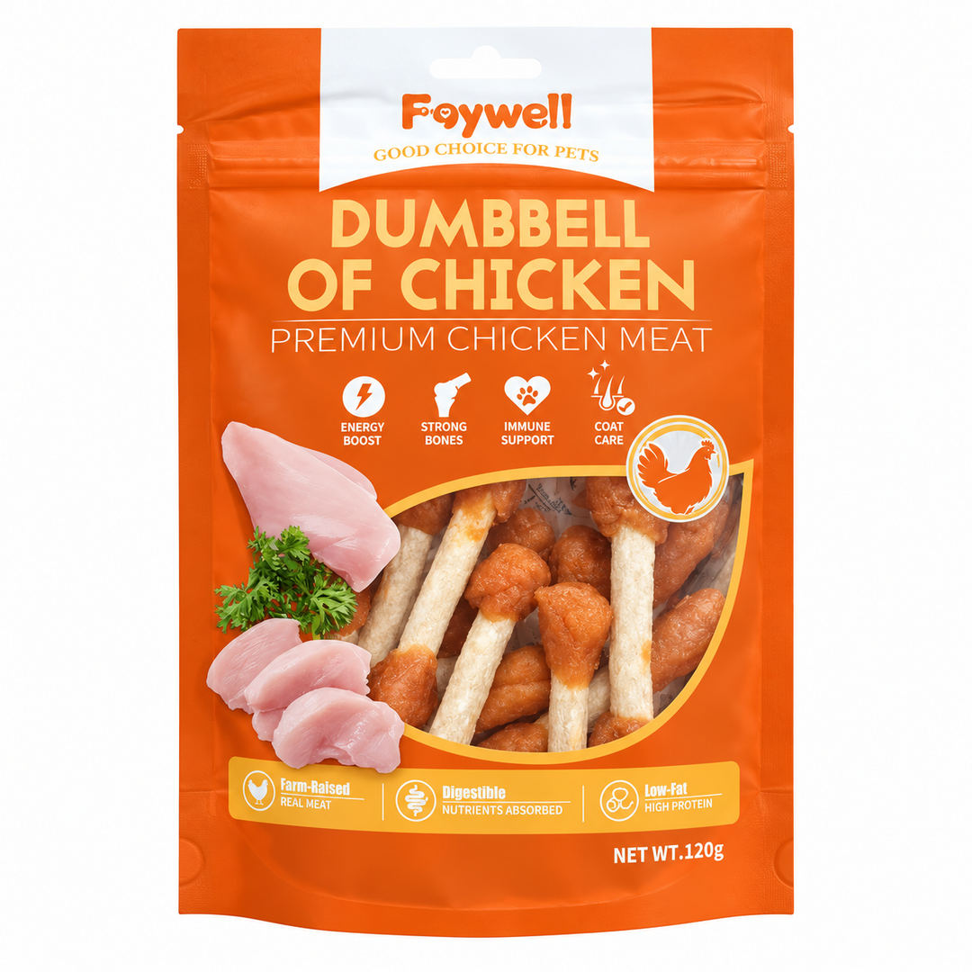 Faywell - Chicken Jerky Dog Training Treats, Dumbbell of Chicken, Real Meat, High Protein, Weight Friendly, 4.23OZ(120g)