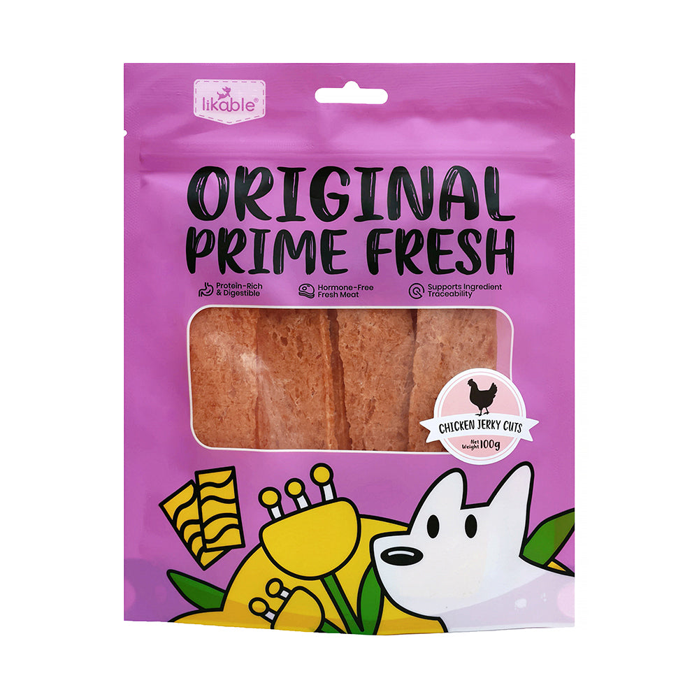 LB-06 Likable Chicken Jerky Cuts, High Protein Chewy Dog Treats, Savory Chicken Training & Reward Snacks for Dogs, 100g